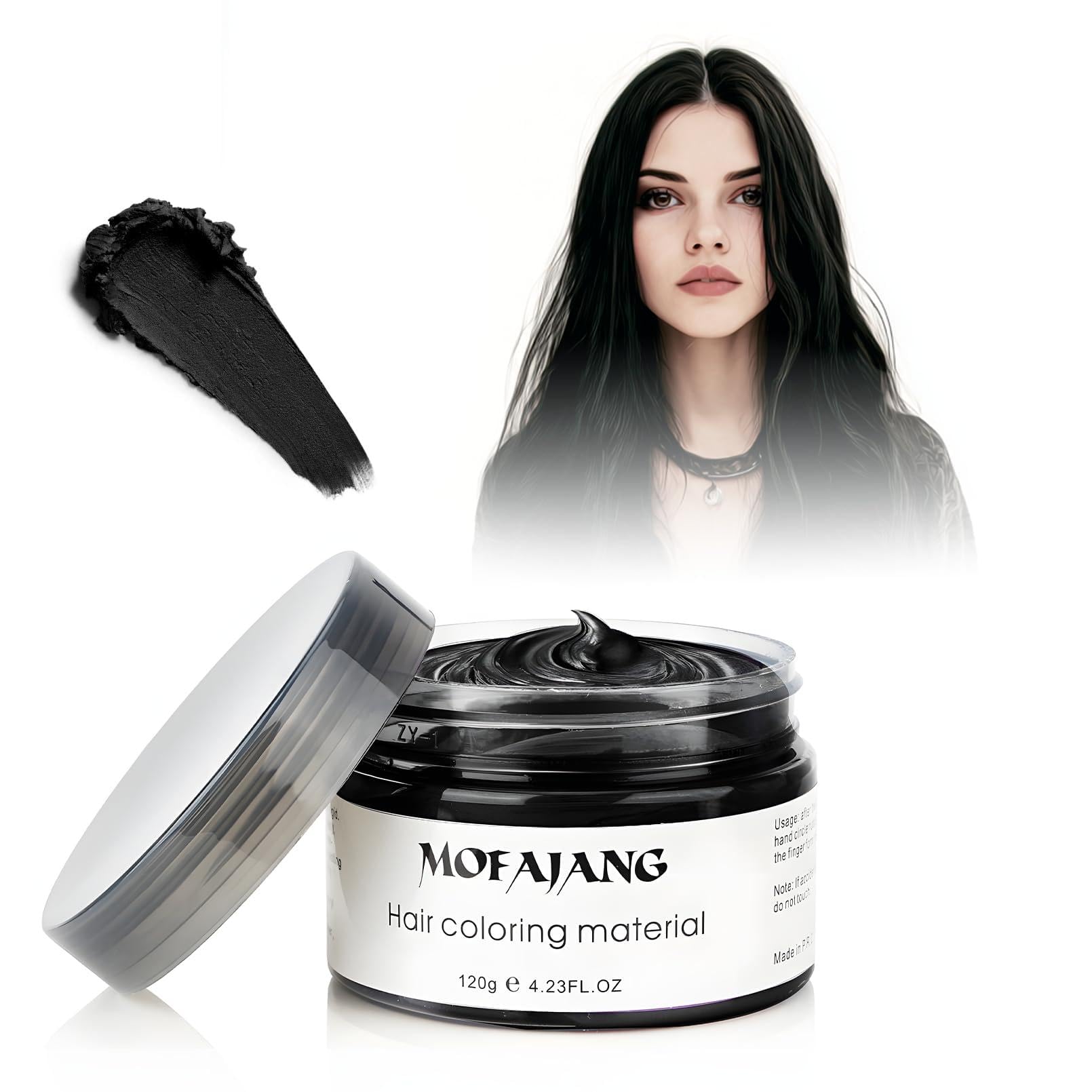 Black Temporary Hair Color Wax - SOVONCARE Washable Hair Dye for Men & Women, All-Day Hold Disposable Hair Styling Clays for Party, Cosplay & Daily 4.23 oz