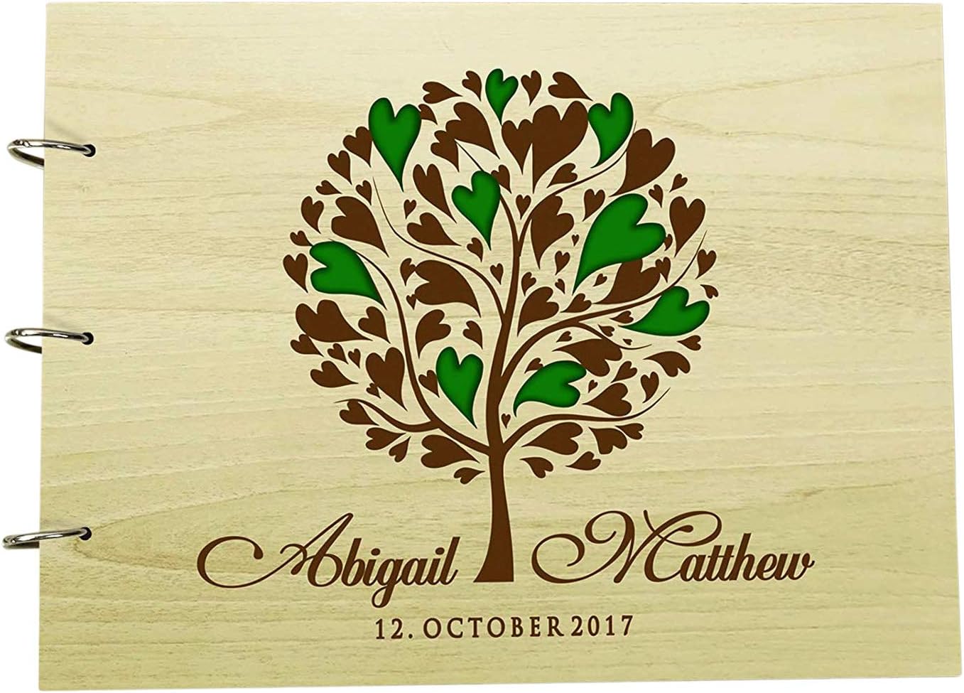Wood Engraved Name Bride & Groom Advice Guestbook Custom Rustic Wedding Scrapbook