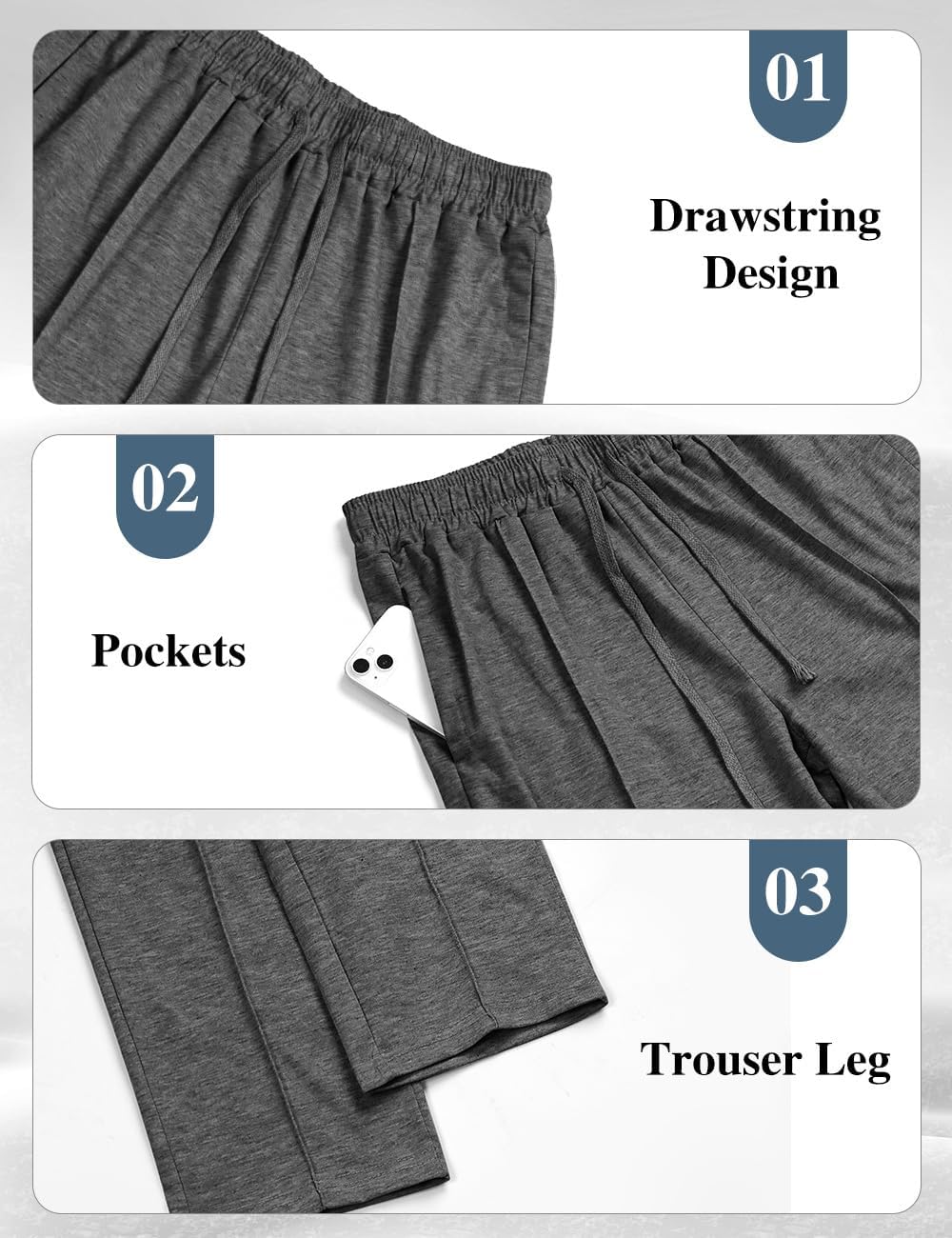 Mens Casual Pants for Men Elastic Waist Lightweight Loose Fit Pleated Slim Fit Casual Pants Tapered Cropped Trousers - Image 6