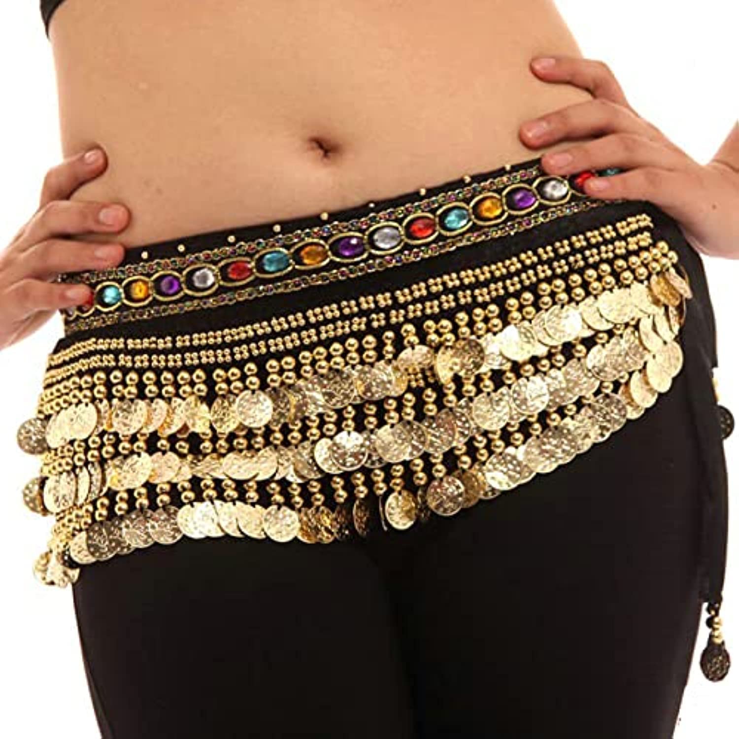 Belly Dance Hip Scarf Coin Belts Professional Performance Velvet Skirt