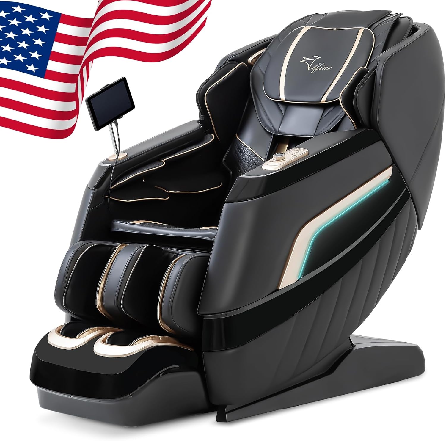 Alfine A66 4D Full Body Massage Chair – Made in The U.S.A. with U.S. & Imported Material, SL Track, Yoga Stretch, Zero Gravity, AI Voice Control, Heated Rollers, Automatic Footrest product image