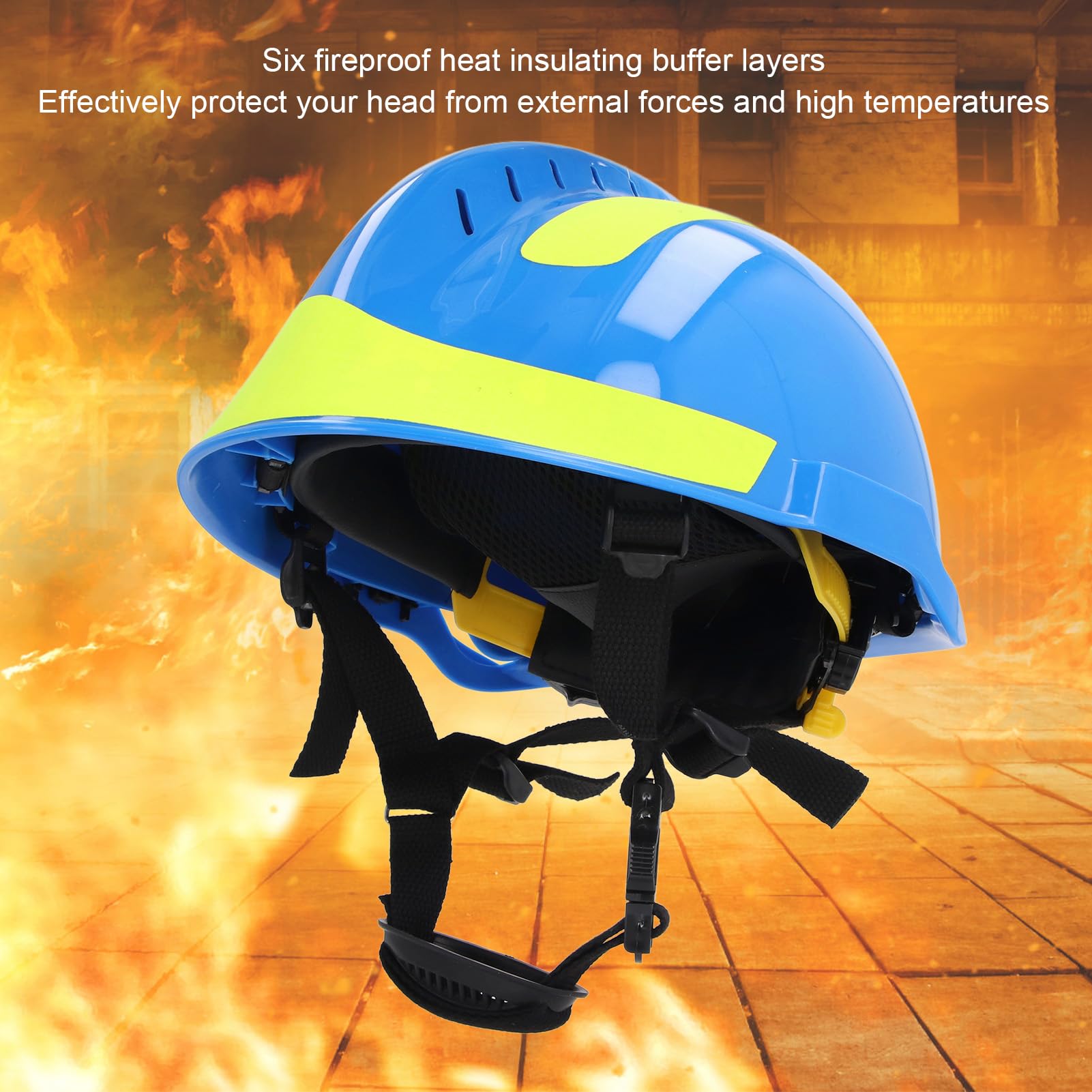 Nutriess Rescue Hard Hat Adjustable Lining Heat Resistant Shock Absorbing Slotted Safety Helmet for Construction Work Safety (Blue)