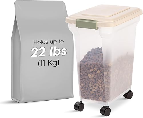 IRIS USA WeatherPro 22 lb  28 Qt - Contenedor hermético para alimentos para mascotas, cuerpo translúcido, fácil de mover, sin BPA, para alimento de