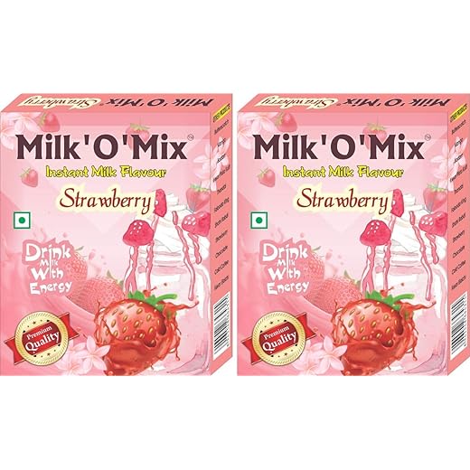 Milk'O'Mix Strawberry Instant Milk Flavour Drink Milk With Energy Box - 150g Each (Pack Of 2)