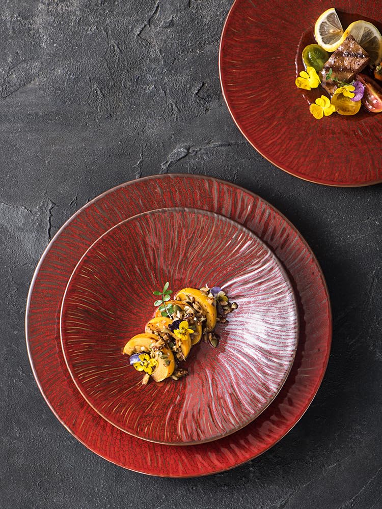 Bols à Trempette Assiette en céramique Rouge, Assiette de Nourriture Occidentale, Assiette à Steak, Assiette à pâtes, Maison créative, Grand Plat, Assiette Plate Bols Apéritifs(S)