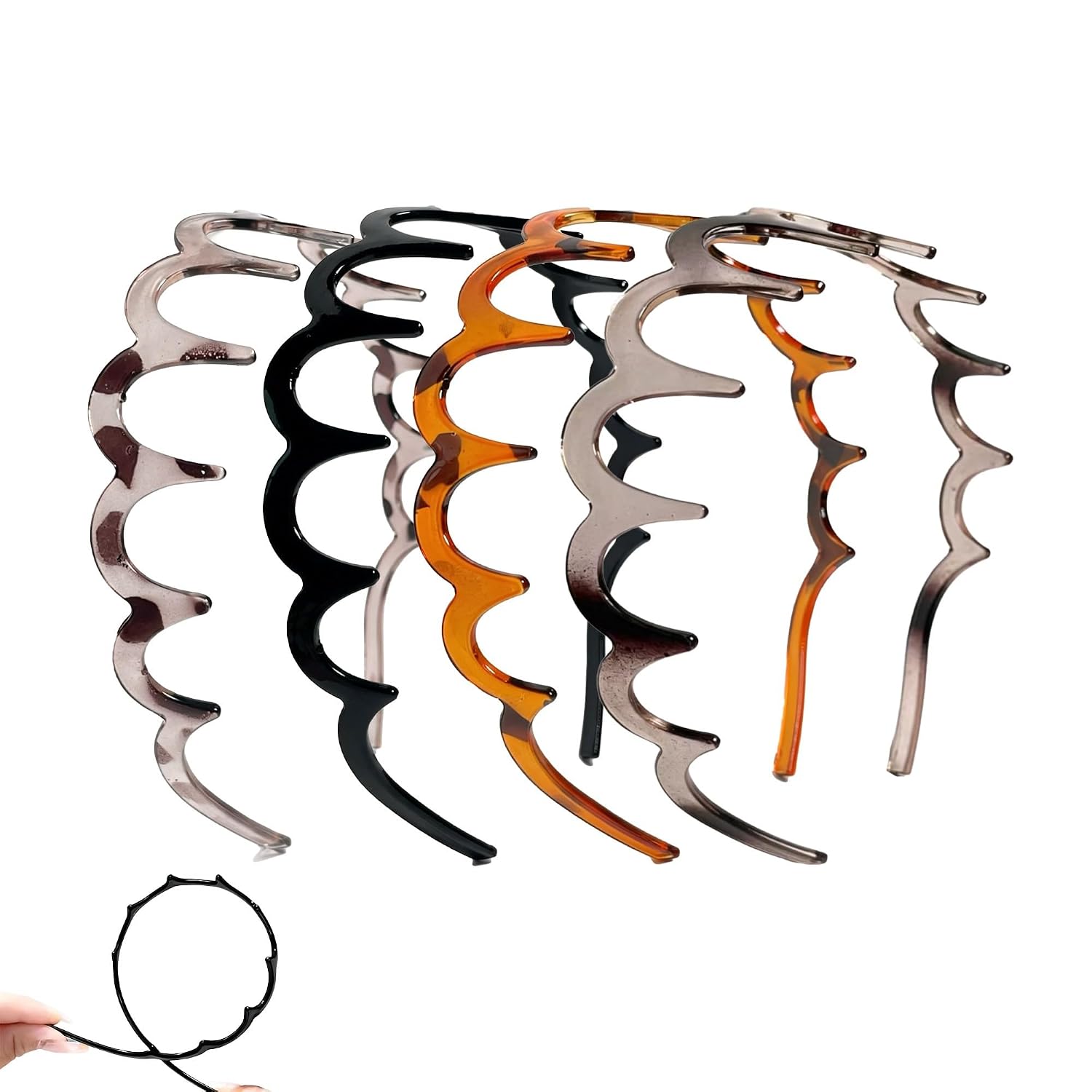 4 Pack Zig Zag Headbands for Women, Non-Slip Headband with Teeth, 90s Style