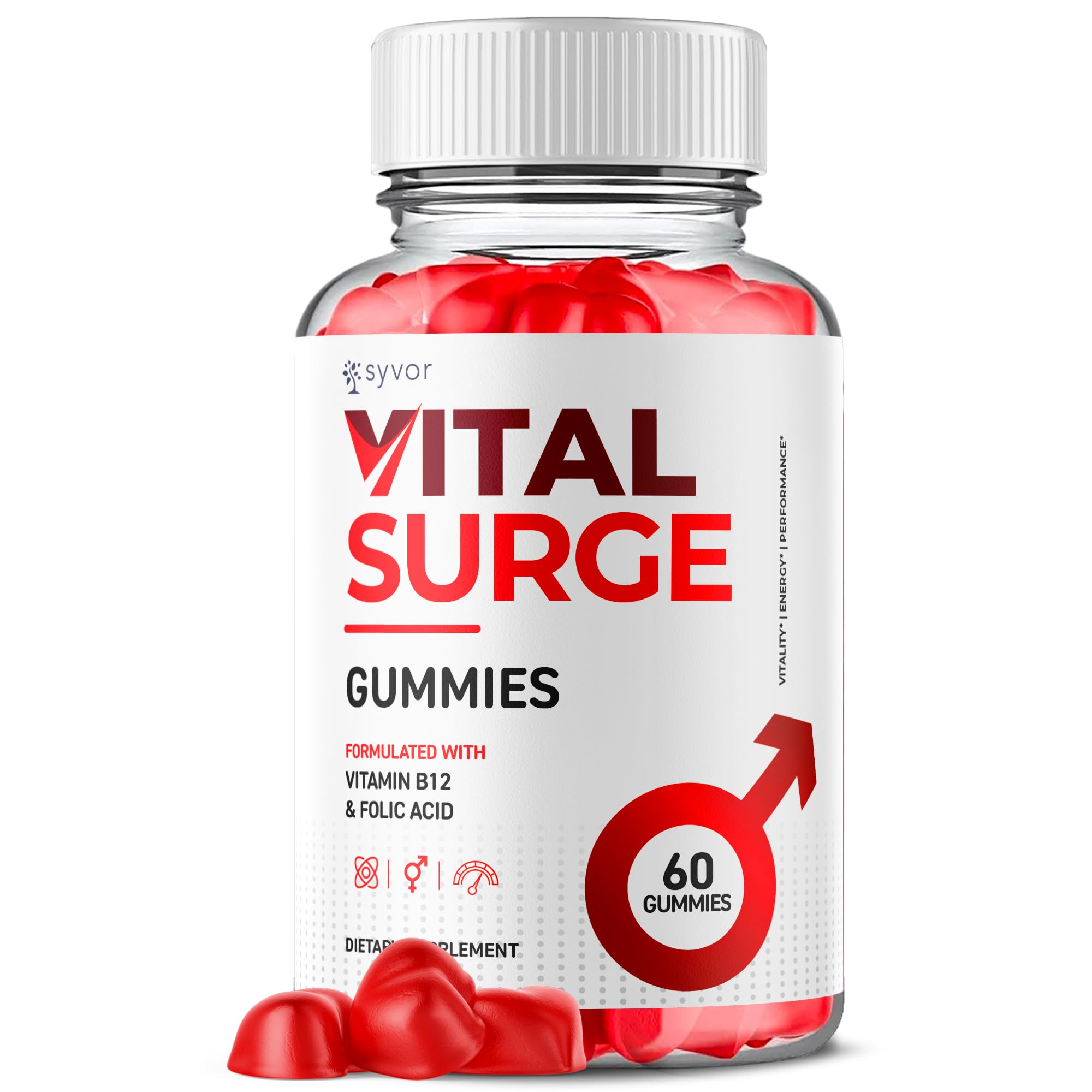 Vital Surge Gummies, Official Vital Surge Maximum Strength 1000MG Advanced Supplement Gummies, VitalSurge Mens Detox Supplement, Vitasurge Gomitas Delicious Chews with Natural Ingredients (60 Gummies)