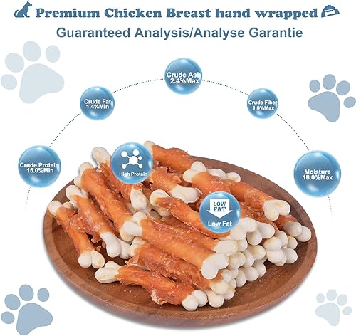 Miniatura 6 de Perro Mastica Cachorro Aperitivos De Entrenamiento De Pollo Envuelto Hueso De Calcio Sin Cuero Crudo Golosinas Para Perros 0.5lb227g