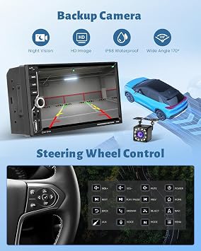 ワイヤレスApple CarPlayとAndroid Auto搭載の7インチダブルディンカーステレオ。