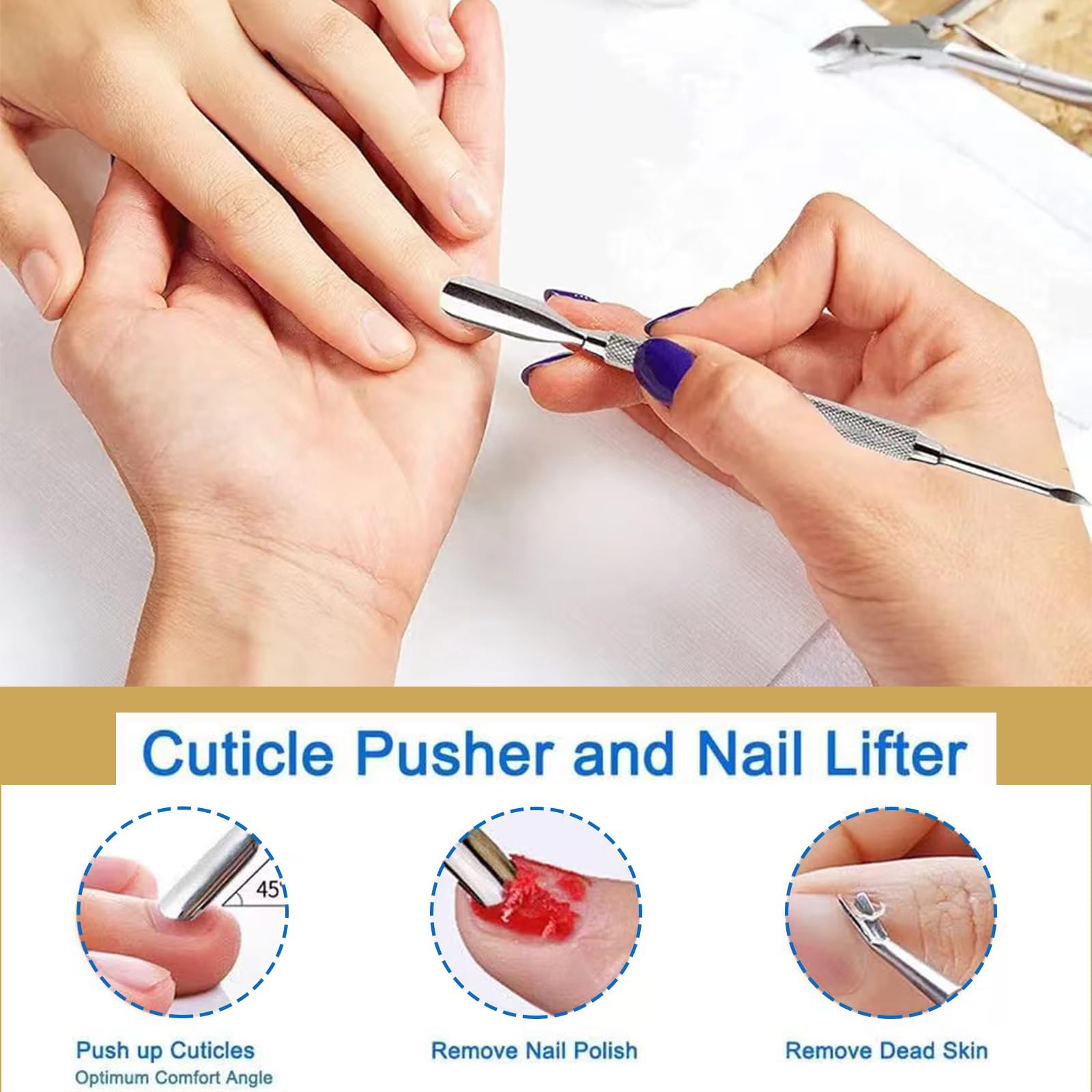 7 Piezas Kit Profesional de Alicates para Cutículas - Removedor y Quita Cutículas de Uñas Set de Cuidado de Uñas y Pies.