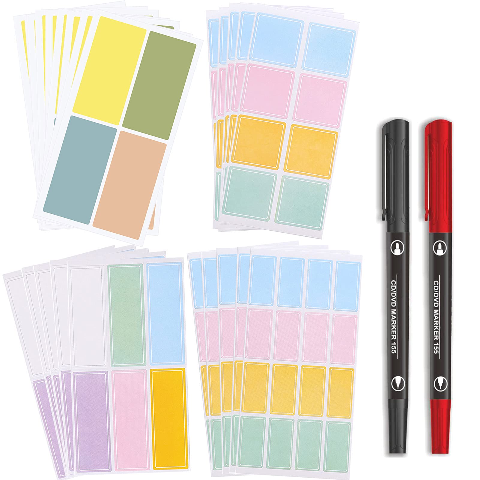 190pcs Assorted Color Waterproof Bottle Labels with 2 Pens & 1 Storage