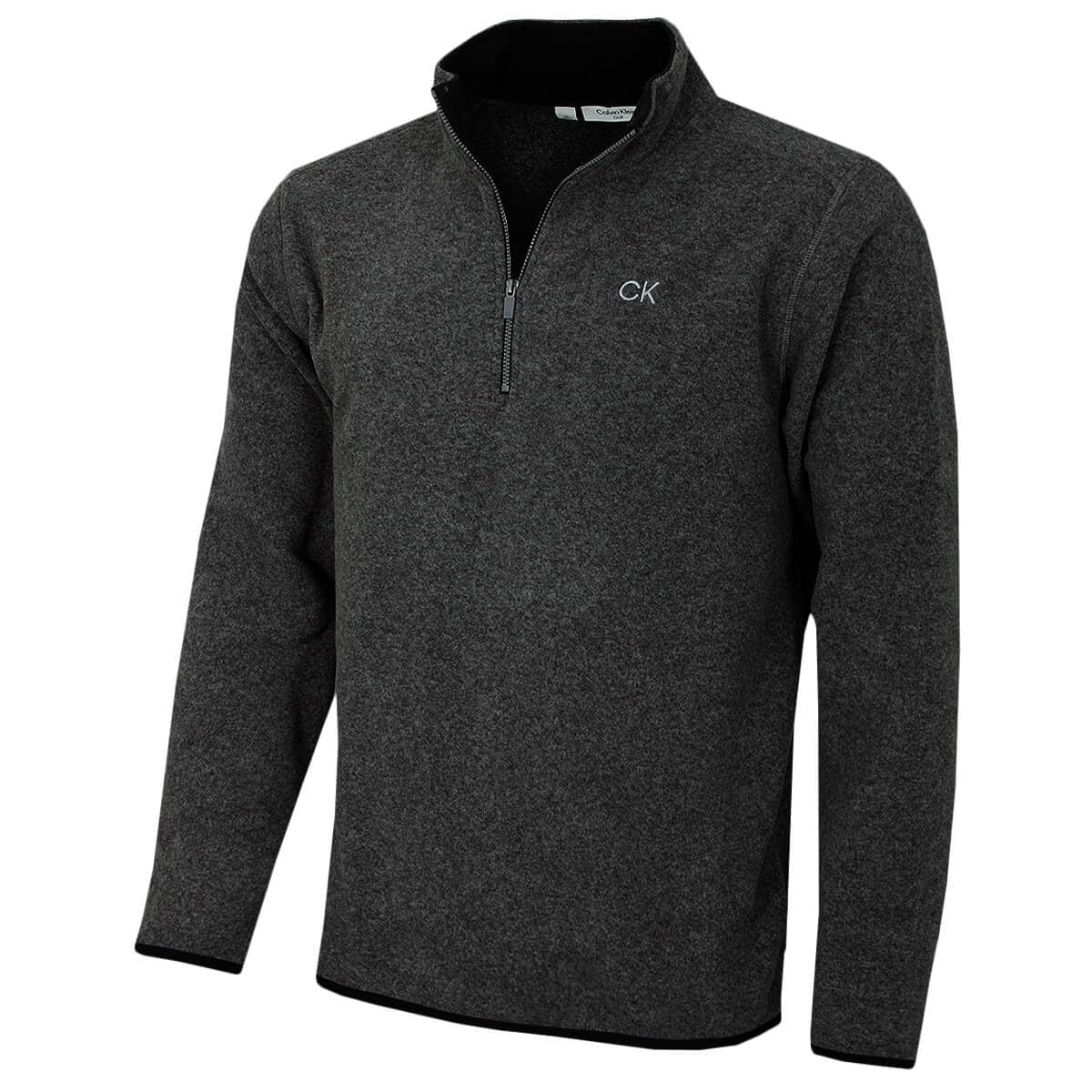 Calvin Klein Men's Charcoal Marl Polar Fleece 1/2 Zip Sweater - Xxxl