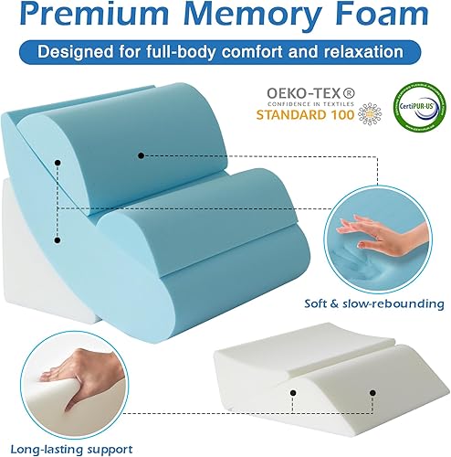 Miniatura 3 de Juego de 6 almohadas ortopédicas de cuña para sentarse en la cama, almohada poscirugía de espuma viscoelástica para aliviar el dolor de espalda,