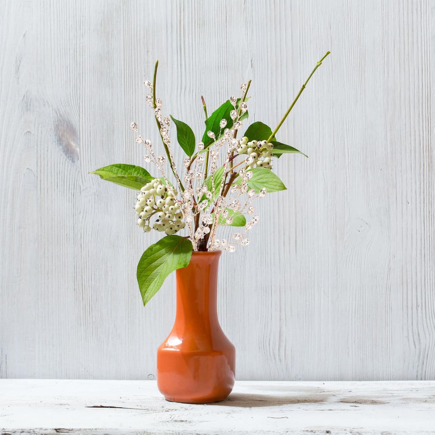 Abaodam 6 Pcs Acrylic Bead Drop Stems Artificial Flower Stem Branches Bridal Picks for Wedding Christmas Home Decoration DIY Crafts