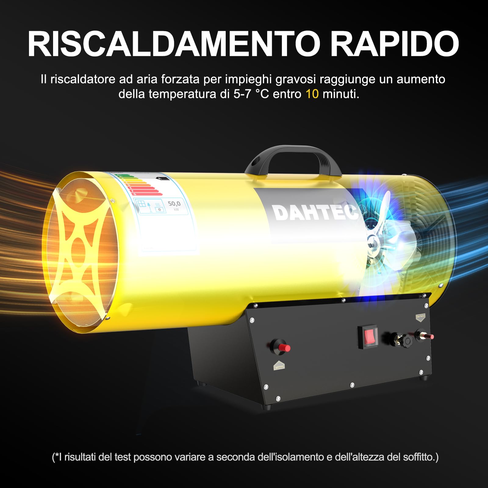 30-50 kW Riscaldatore a Gas Cannone Termico Termoventilatore a Gas Potenza Regolabile Accensione Piezoelettrica