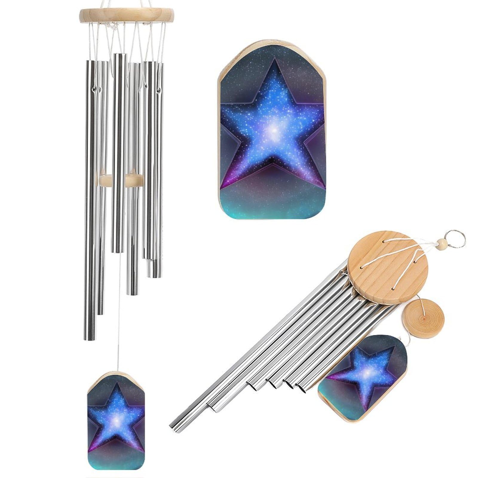 Stars Wind Chimes for Outside Memorial Gift Sympathy Wind Chimes Aluminum Tube Windchime with Hook Windbell for Outdoor Patio Garden Decor Housewarming Gift
