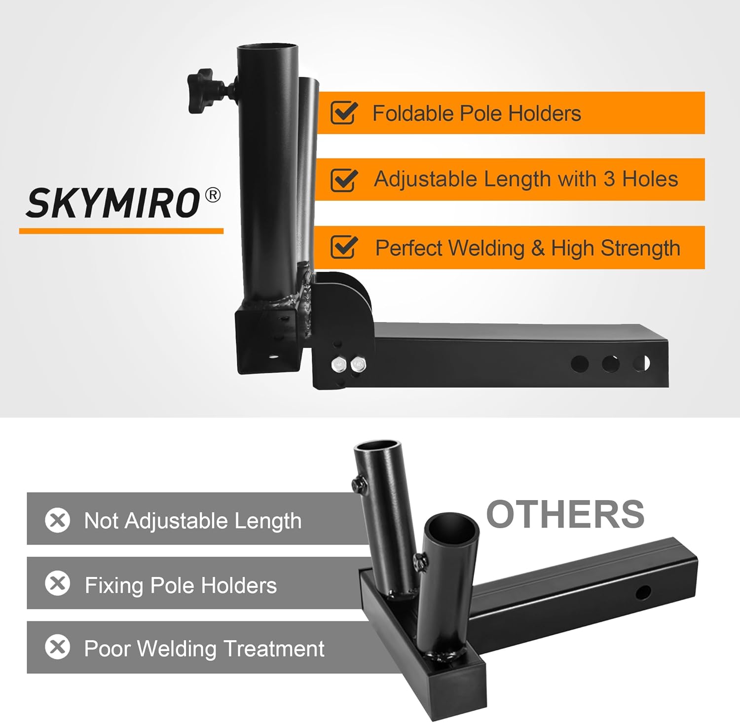 KAIRAY Foldable Hitch Mount Dual Flagpole Holder Universal for Standard 2 inch Receiver fit for Truck SUV RV Pickup