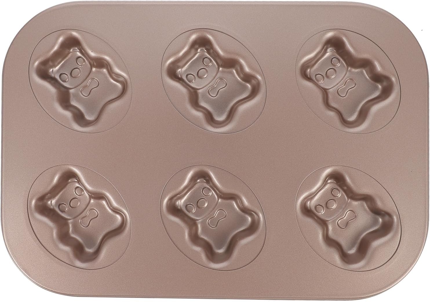 VICASKY Bear Cake Baking Mold Bakeware Non Stick Carbon Steel 6 Cavity