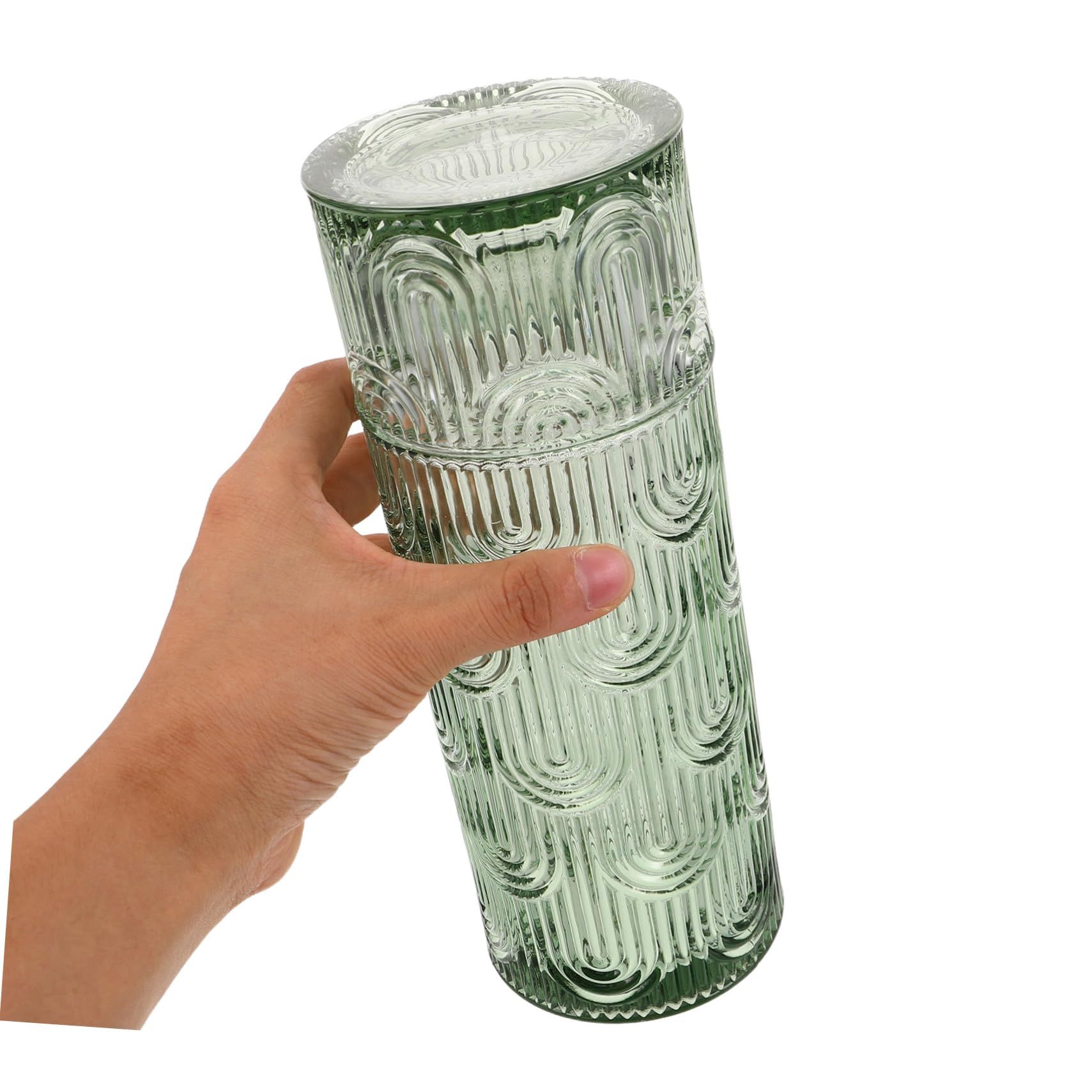 Jarra y Vaso de Vidrio con Set para Mesa de Noche Jarra Transparente con Tapa y Vaso Juego para Agua Leche y Enjuague Bucal el Hogar