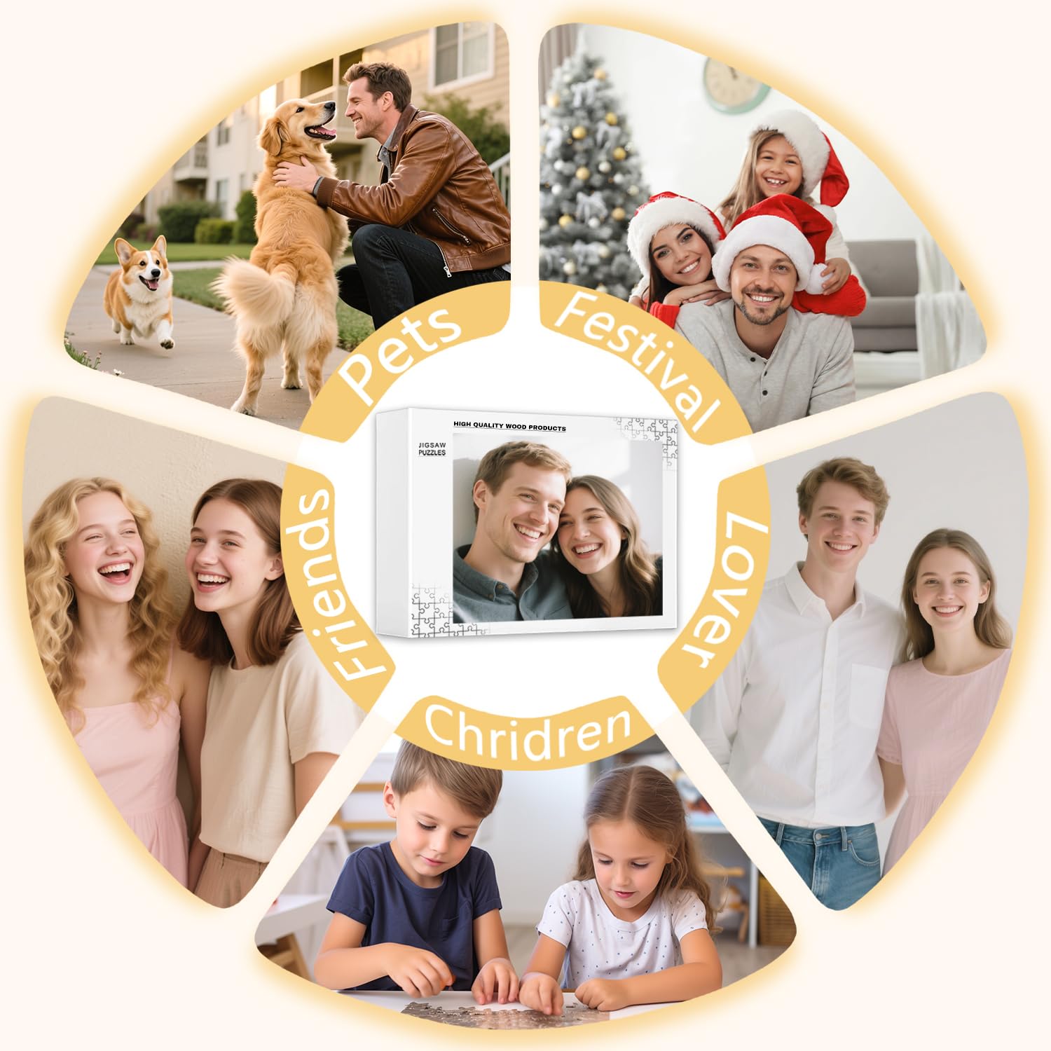 Custom Puzzle, Customize Puzzles from Photos with 120/200/300/500/1000/1500 Pieces, Personalized Wooden Jigsaw Puzzle Gifts for Family, Adults, Halloween, Christmas