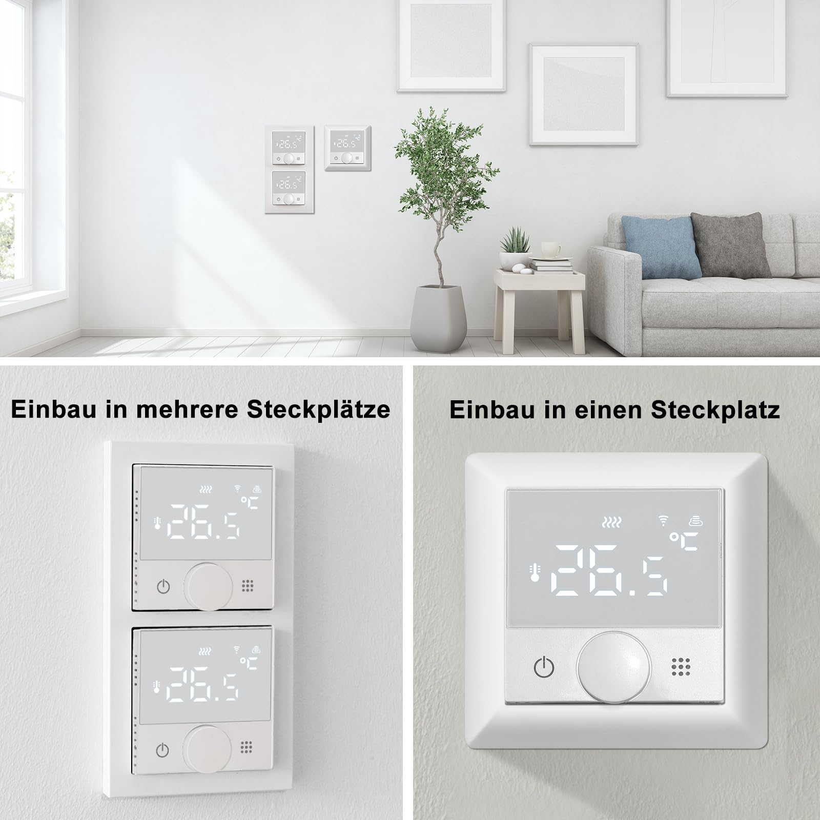 KETOTEK WiFi Smart Thermostat für Elektrische Fußbodenheizung | für Fussbodenheizung, 16A 230V Digital Wand Raumthermostat, Kompatibel mit Amazon Alexa, Smart Life/Tuya APP Fernsteuerung