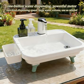 Portable Sink Hand Wash Station - 1 Outdoor Sink, Heavy Duty Water Supply Unit, Stable Multi-Purpose Cleaning Accessory | Pump Action Design, Versatile Base Camp Performance for Camping