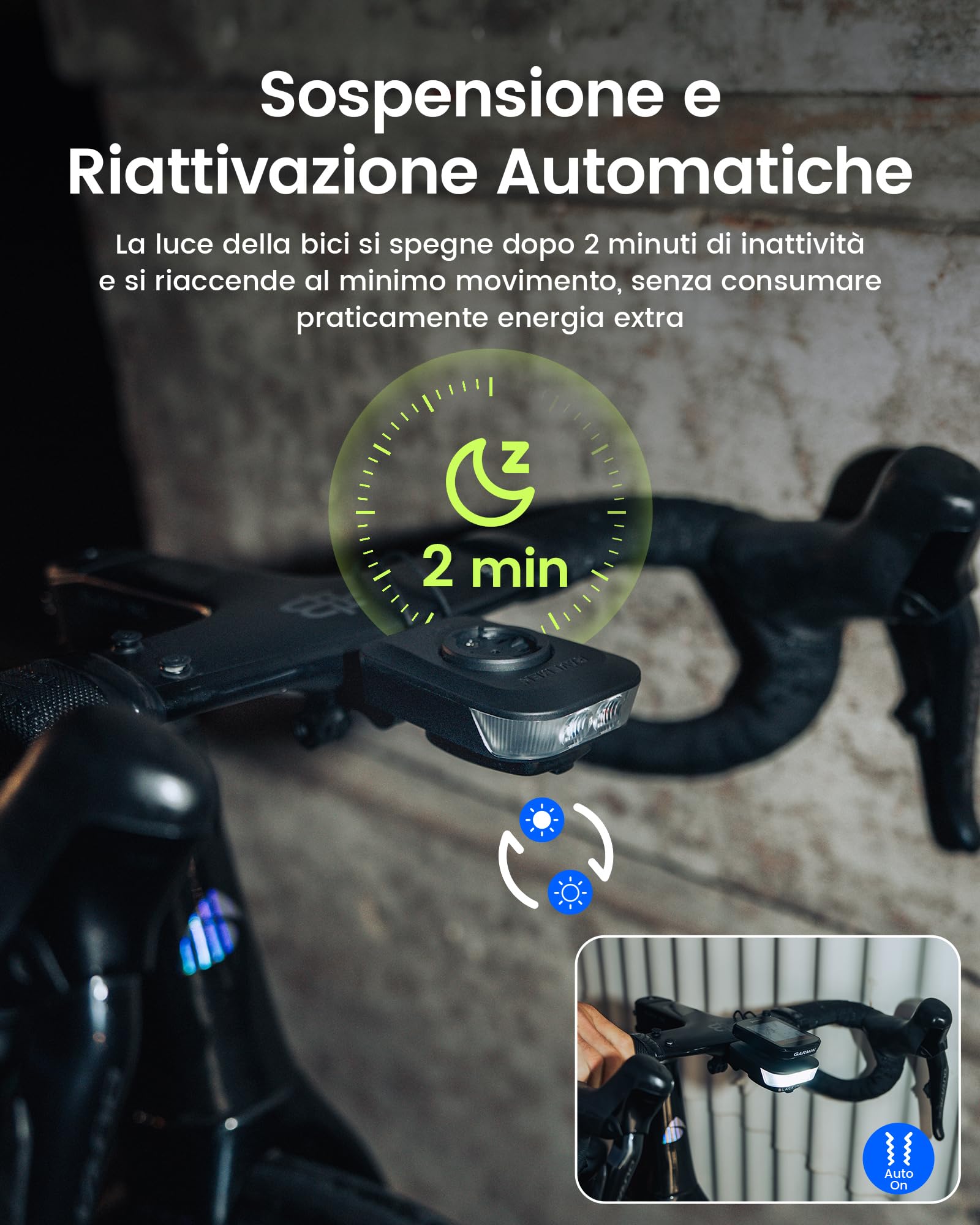 RAVEMEN FR500 500 Lumen Fanalini Anteriori per Bicicletta, Compatibile con Garmin/Wahoo Ciclocomputer, Diurna e Notturna Visibile Lateralmente 6 Modalità per ciclismo su Strada e Urbano IPX6