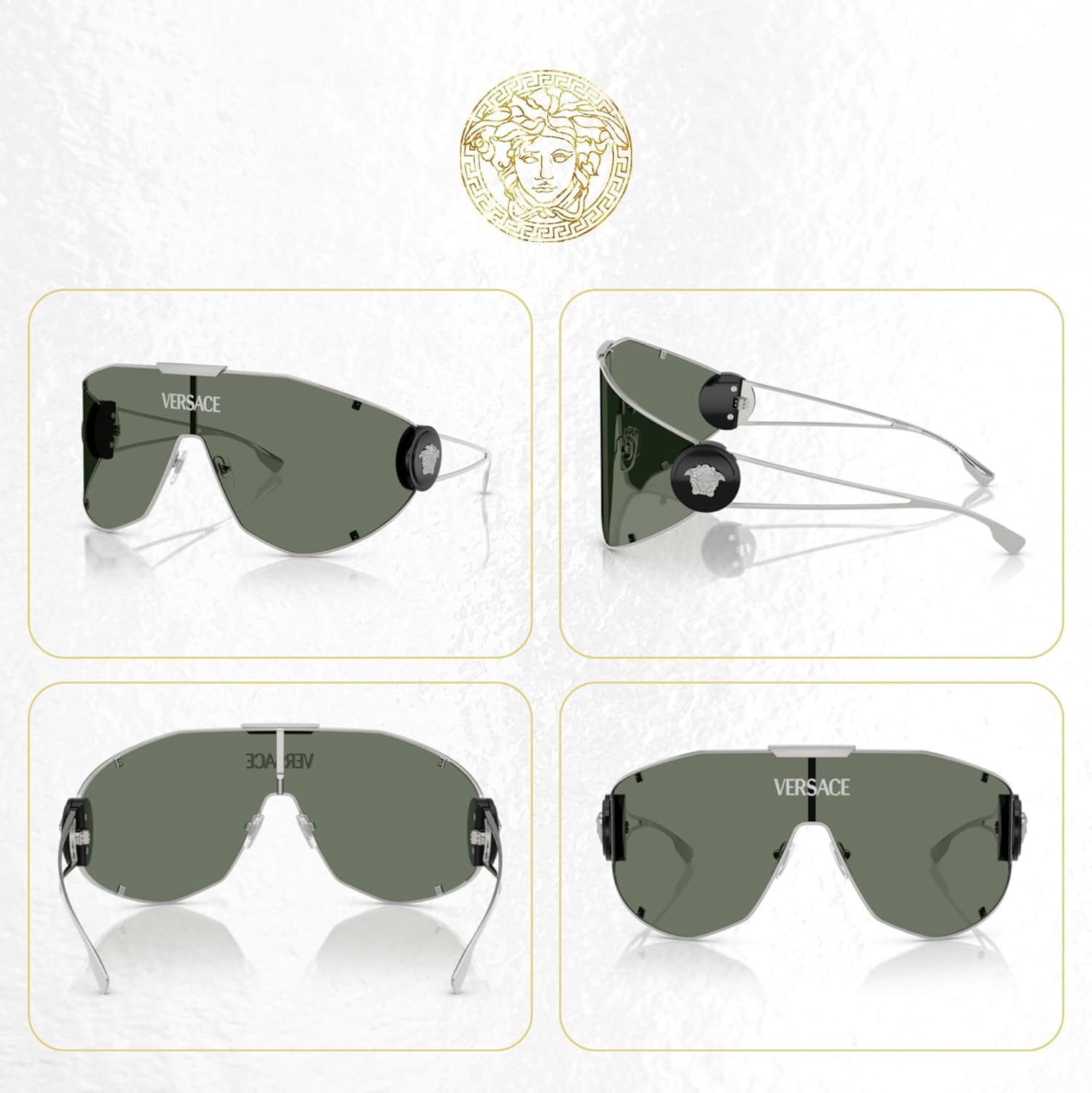 Versace VE2268 64MM Shield Sunglasses For Men +BUNDLE with ACCESSORY EYEWEAR KIT - Image 3