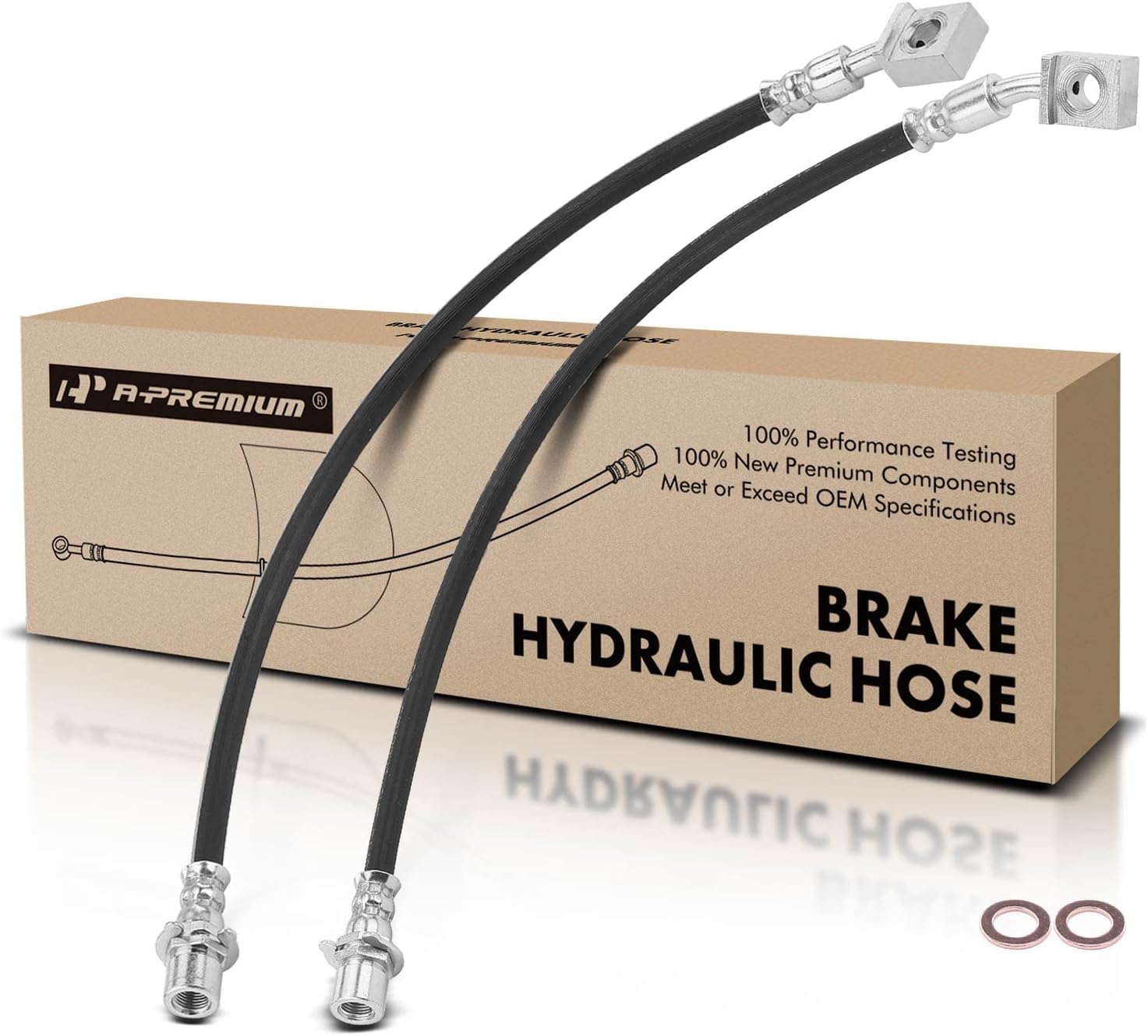 A-Premium Rear Brake Hydraulic Hose Compatible with Chevy and GMC Models - Silverado 1500 2007-2017, Sierra 1500 2007-2017 - Replace# 25923717(Pack of 2)