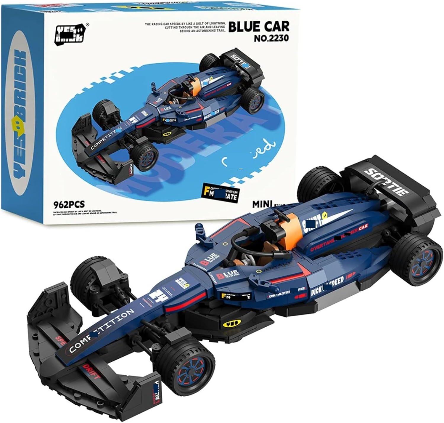 HTLNUZD New F1 Racing Building Blocks Formula Sport Car Mini Bricks for Adults, Racing Decor & Collection Gifts (Red-968 PCS)