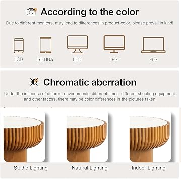 Fluted Round Coffee Table with Sintered Stone Tabletop, 31.5 Unique Fluted Coffee Table, Modern Circle Drum Center Table for Living Room Small Spaces, Easy Assembly (31.5)