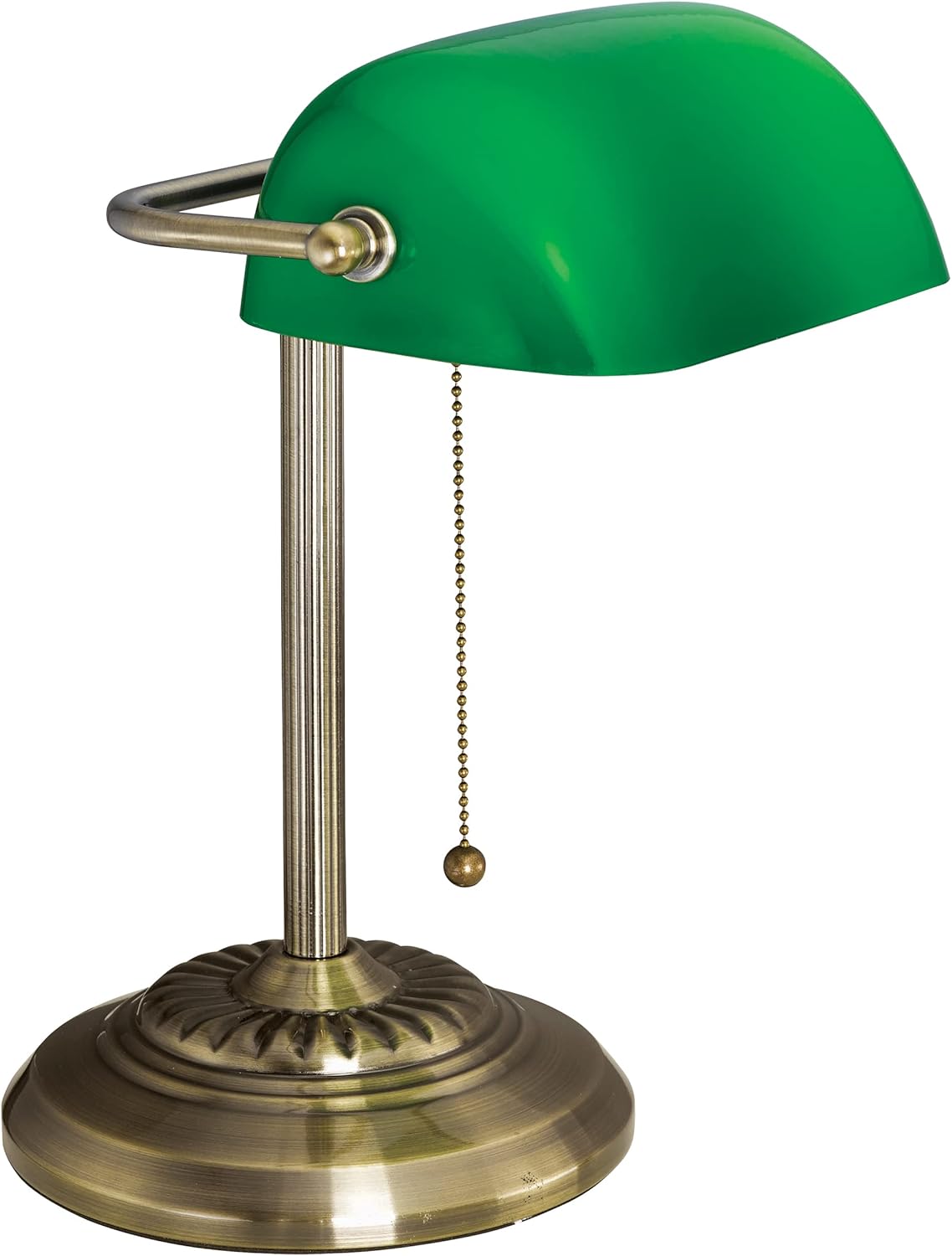 V-LIGHT Antique Bronze Banker's Lamp with Green Shade and Replaceable LED Bulb : Office Products