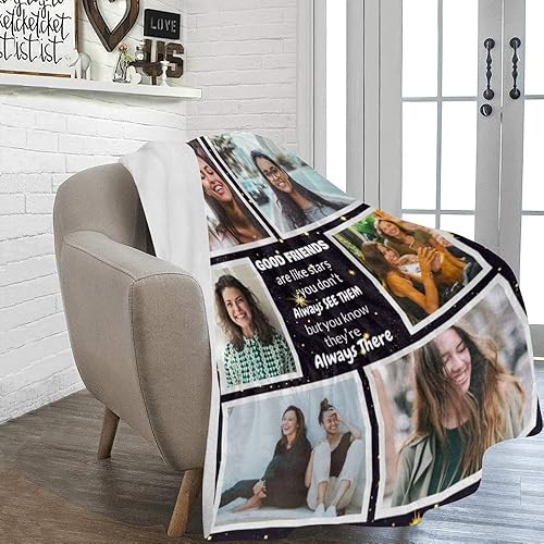 Miniatura 2 de HUGLAZY Manta personalizada con fotos, manta personalizable para mejor amigo, mantas personalizadas con fotos, texto, collage personalizado para