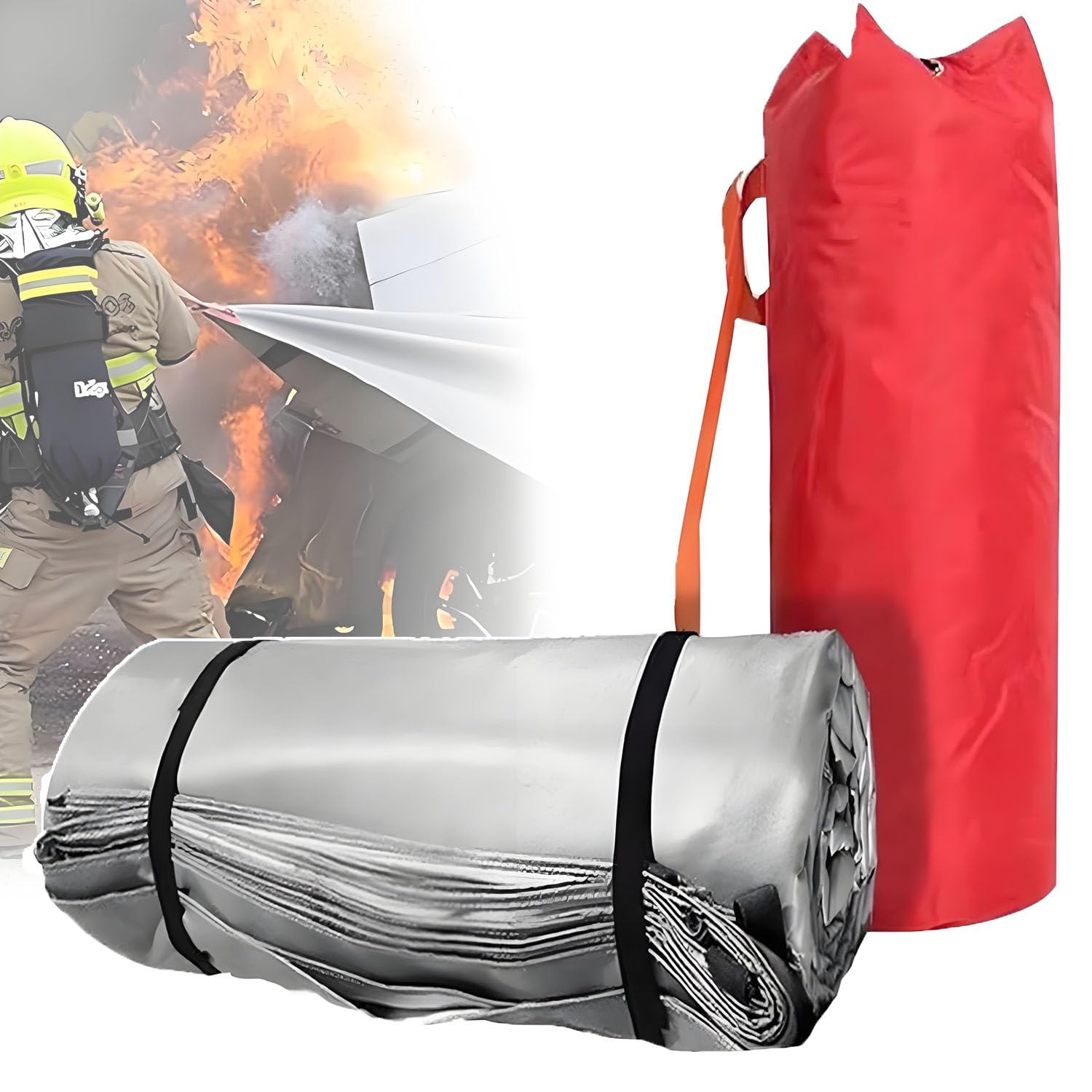 Refugio Fibra Vidrio Supresión Llama,Mantas Ignífugas Emergencia Extinción Incendios Automóviles,Manta Extintores para Incendios Vehículos Eléctricos Camiones 3x4m9.8x13.1ft