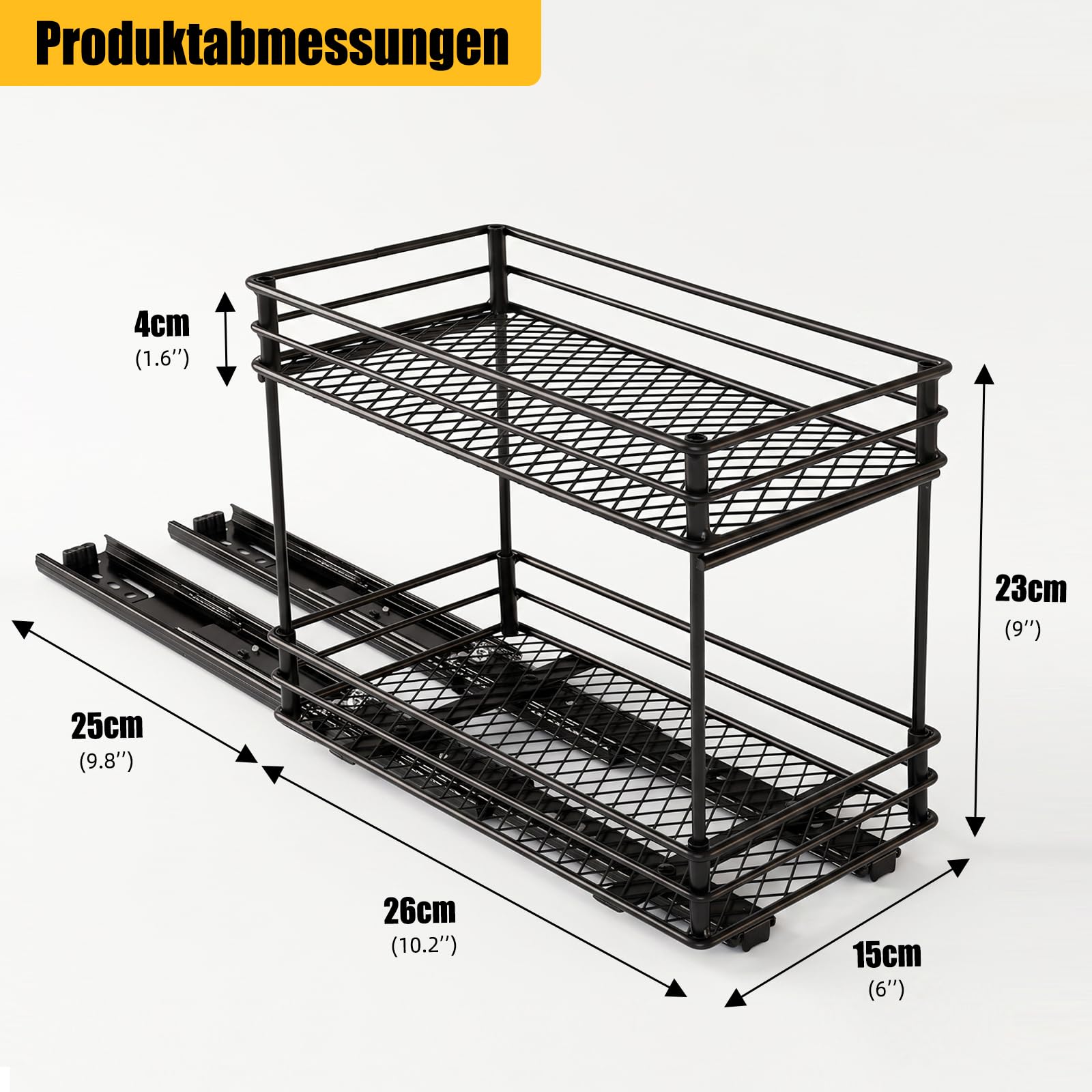 EasyVibe Ewürzregal Ausziehbar für Küchenschrank, 2 Stück, 15cm Breit Gewürzregal Ausziehbar Schrank, Gewürzregal Herausziehen Organizer, Küchenschrank Regal