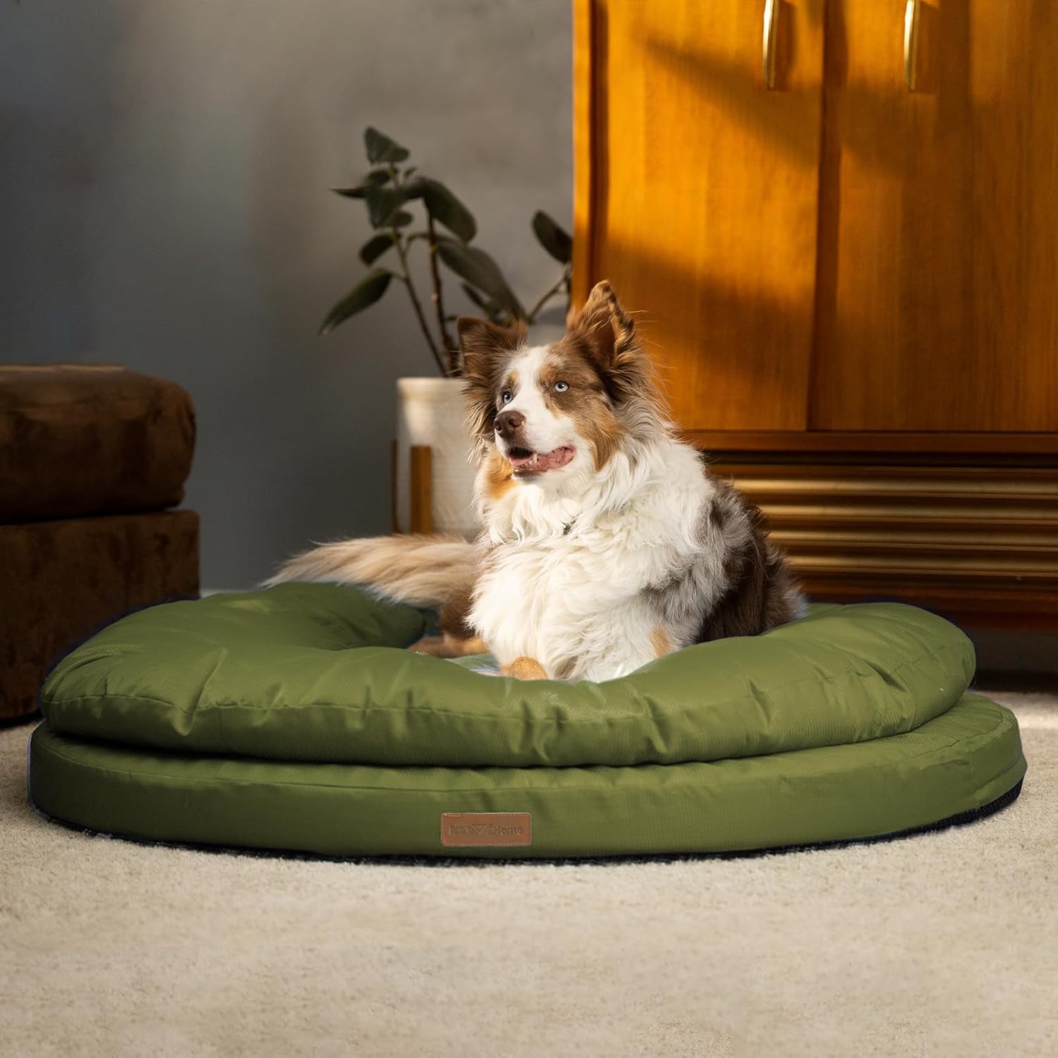 ClevaHome Orthopedic Dog Bed for Large Dogs 42 inches Dual Layer Water Repellent Round Pet Bed with Washable