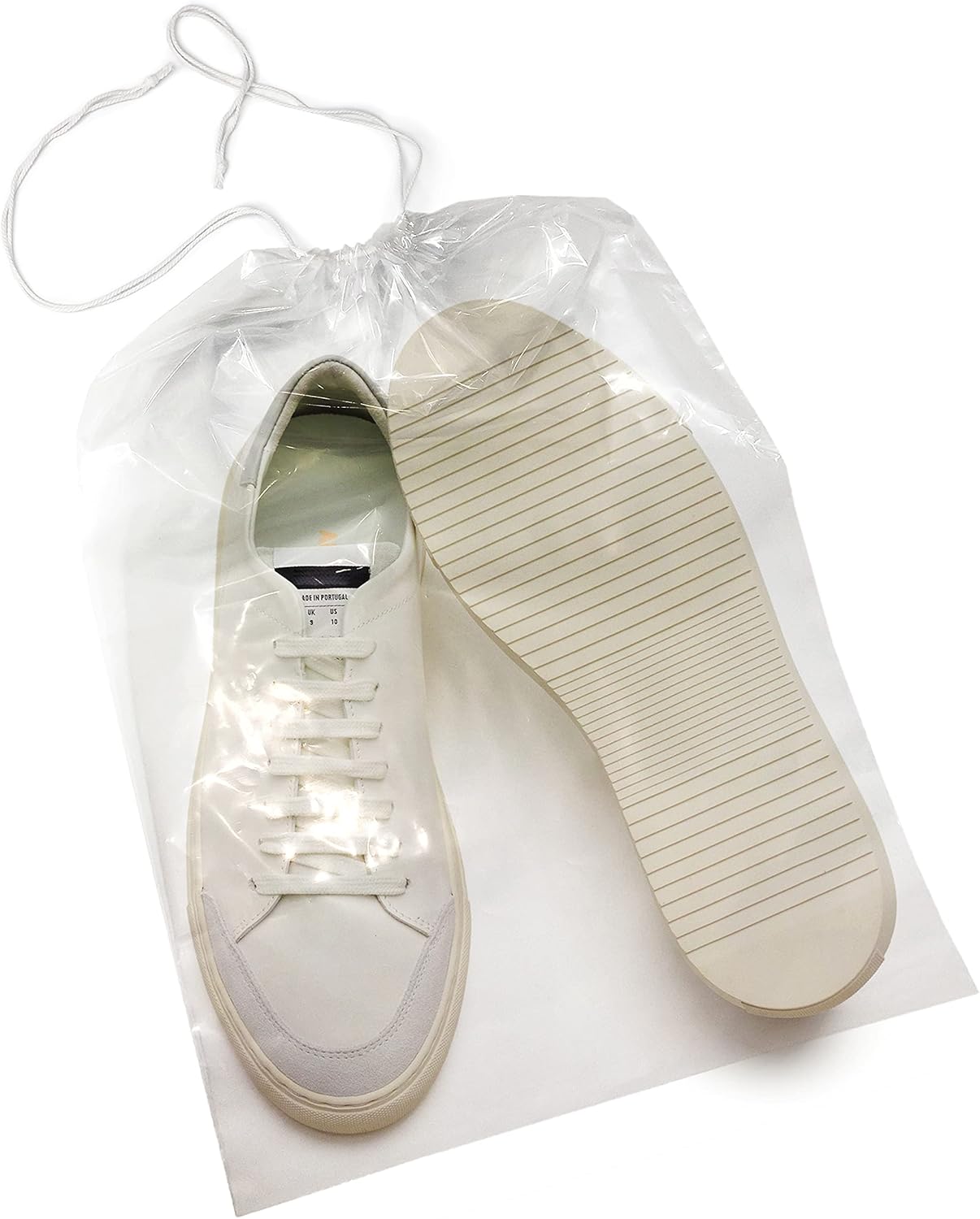 clear plastic drawstring shoe bags