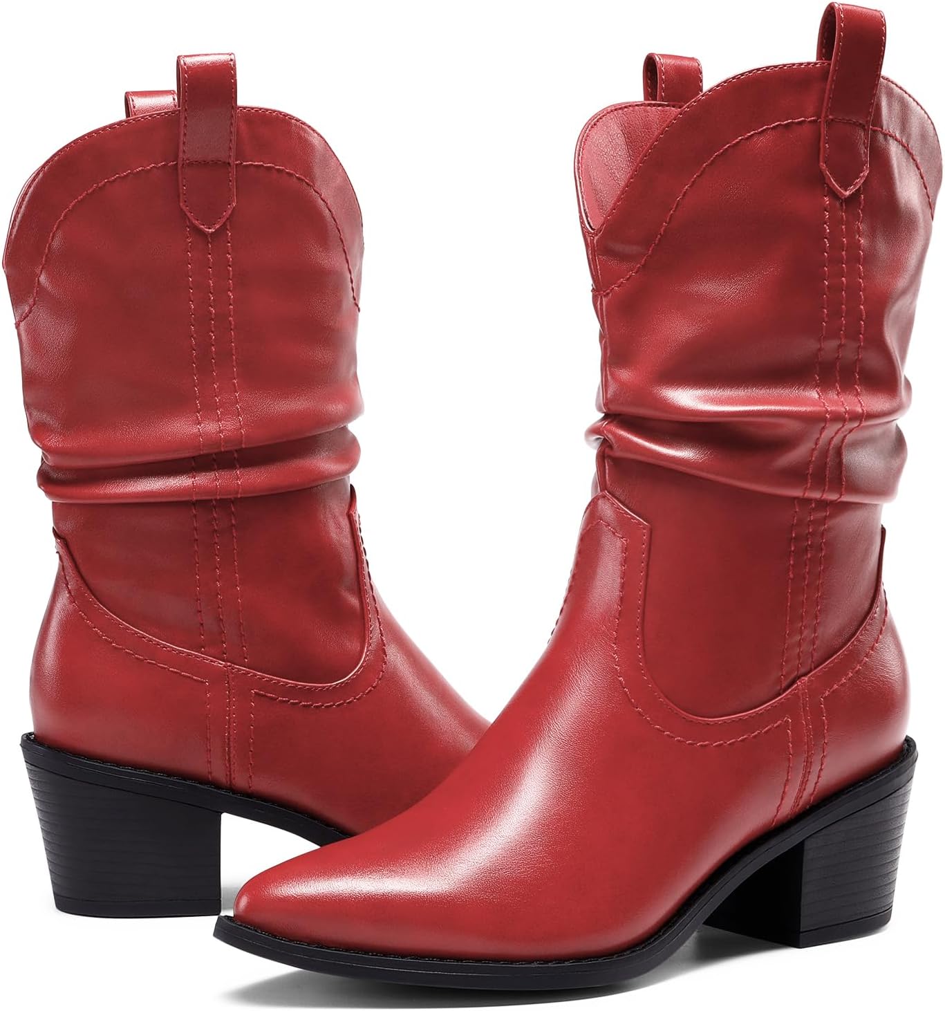 DREAM PAIRS Women's Cowgirl Boots, Mid Calf Western Cowboy Chunky Heel... - Picture 20 of 32