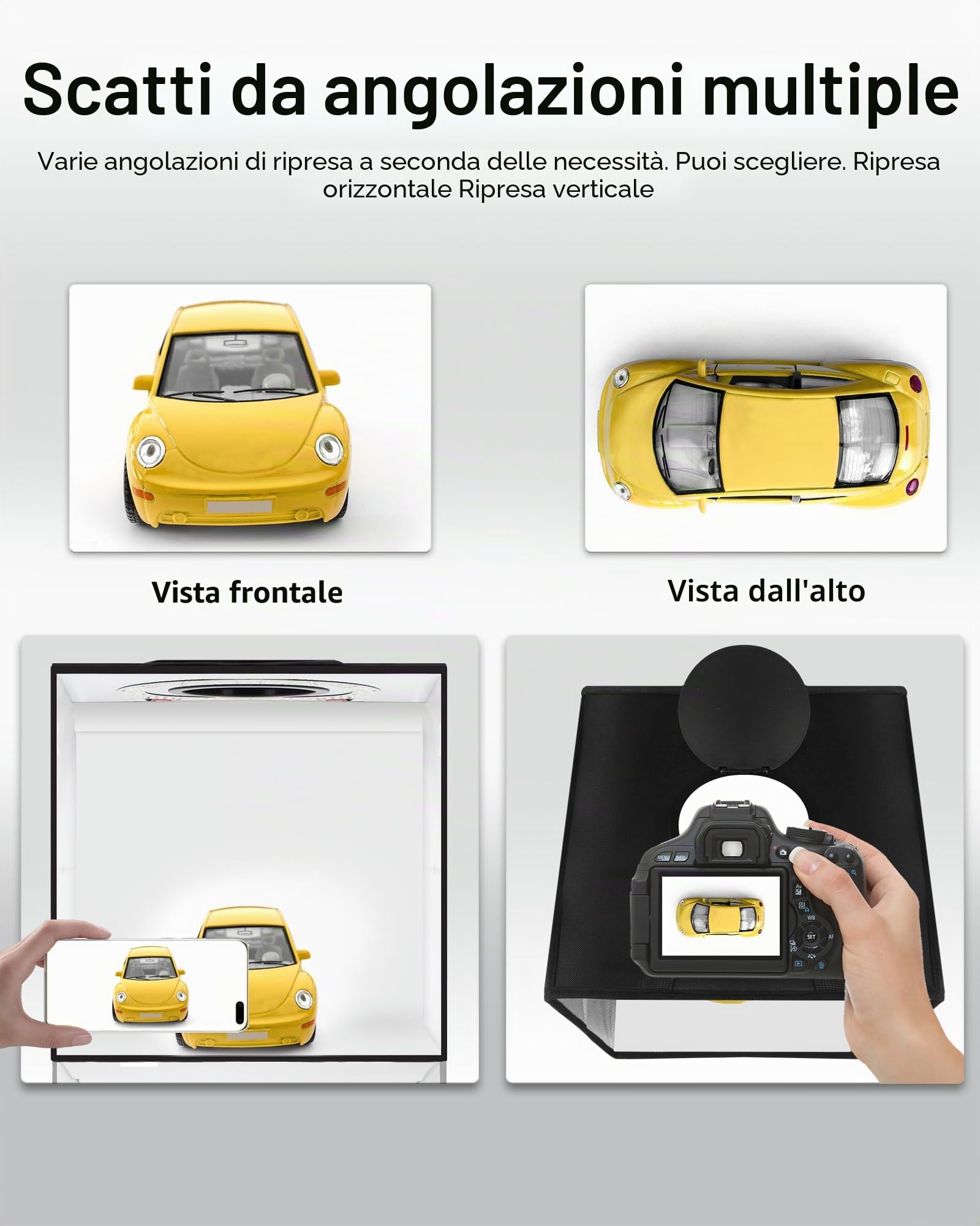 PULUZ Scatola per studio fotografico, 30 x 30 x 30 cm, professionale dimmerabile, kit tenda da tiro con CRI≥97, illuminazione bianca, 120 luci LED + 8 sfondi fotografici per fotografia di prodotto