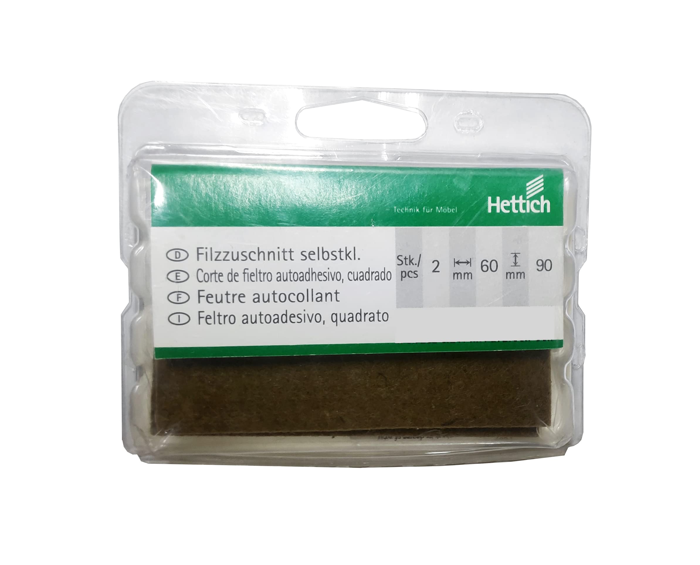 Hettich Synthetic Felt Sheet Self Adhesive Furniture Slider | Felt Sliders (90 x 60 mm, Brown, 2 Pieces)