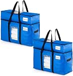 TAILI Extra Large Moving Bags, Heavy Duty Totes for Storage with Visible Window, U-Shaped Around Handles, Storage Contrainer Box for Space Saving, Blue, 4 Pack