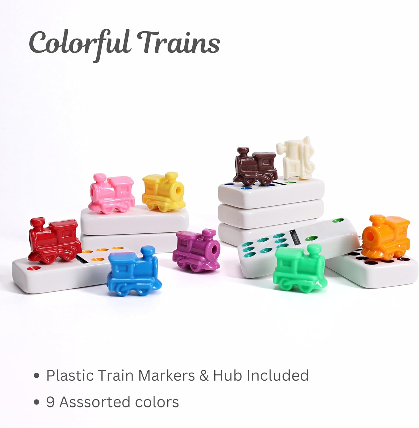 WE Games Mexican Train Dominoes, Double Twelve - Premium Ivory Tiles, Colorful Dots, Family and Adult Board Game
