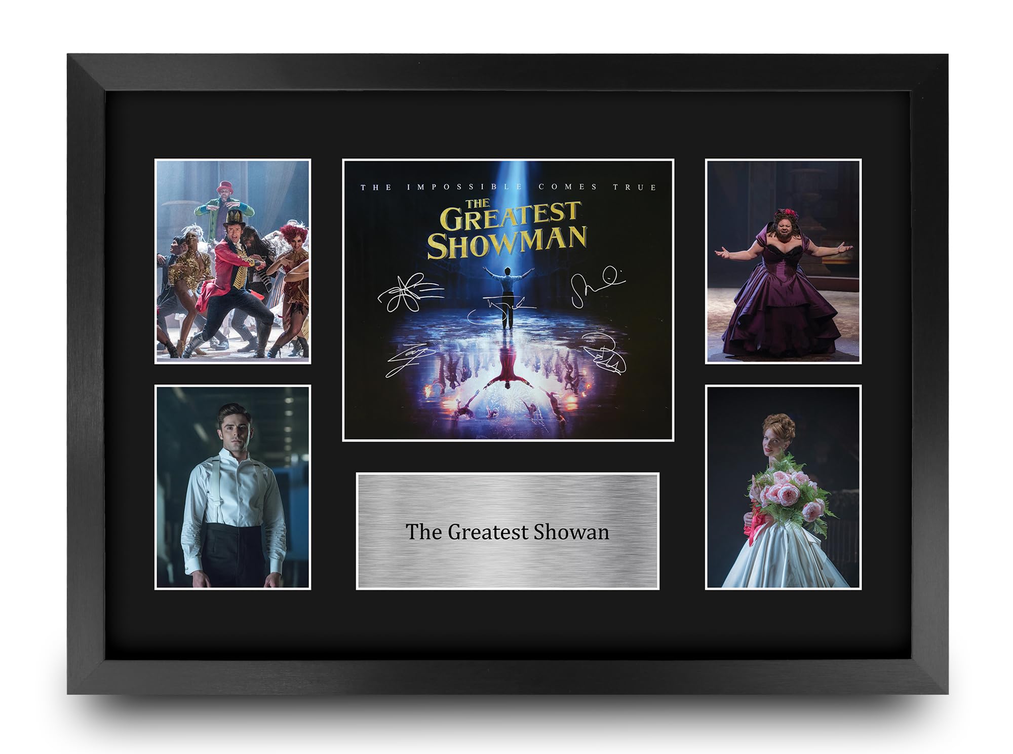 HWC Trading The Greatest Showman Gifts Printed Signed Autograph Presentation Display Montage for Movie Memorabilia Fans - A3 Framed