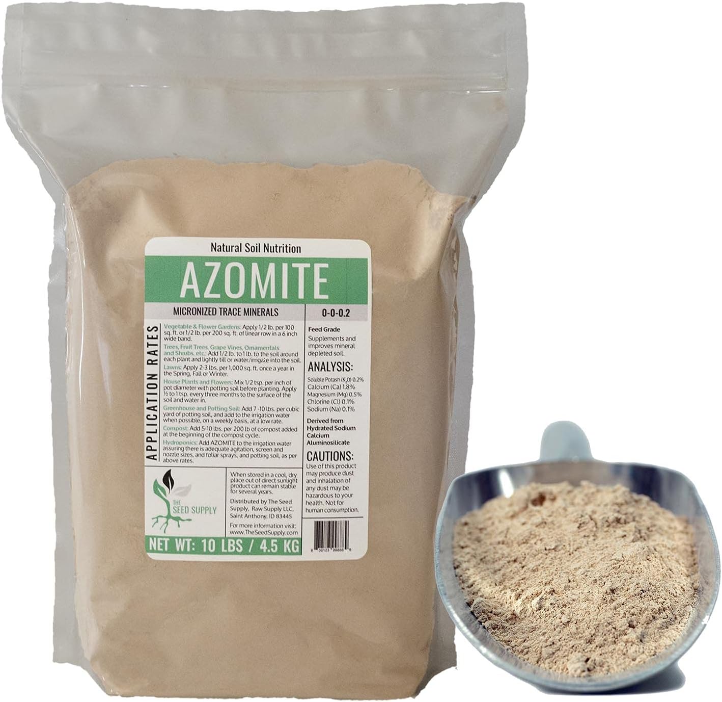 10 Pounds of Azomite - Organic Trace Mineral Powder - 67 Essential Minerals for You and Your Garden - Bulk by Raw Supply