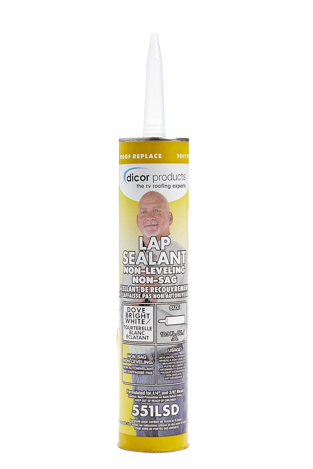 Dicor 501LSW-1 Epdm Self-Leveling Lap Sealant-10.3 Oz. Tube, White, 10.3 Fluid_Ounces (Packaging May Vary)