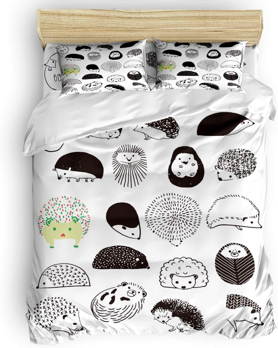 OxOHome Hedgehog Bedding Sets Hand Draw Style Chic Woodland