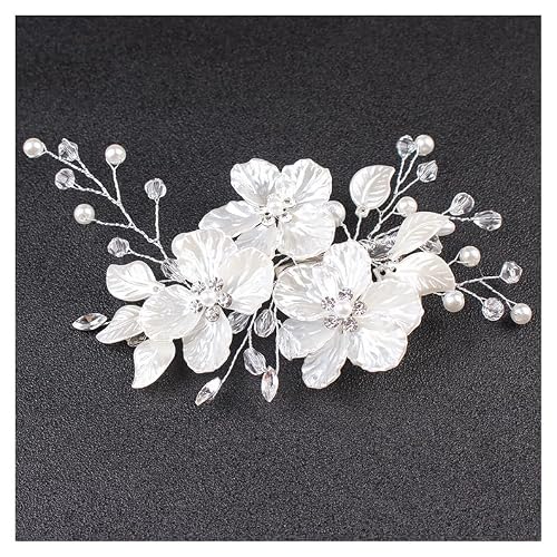 Xansema Bride Pearl Flower Hair Comb for Women and Girls, Wedding Floral Rhinestone Bridal Hair Piece Side Combs Hair Accessories for Wedding Party Daily (Gold)
