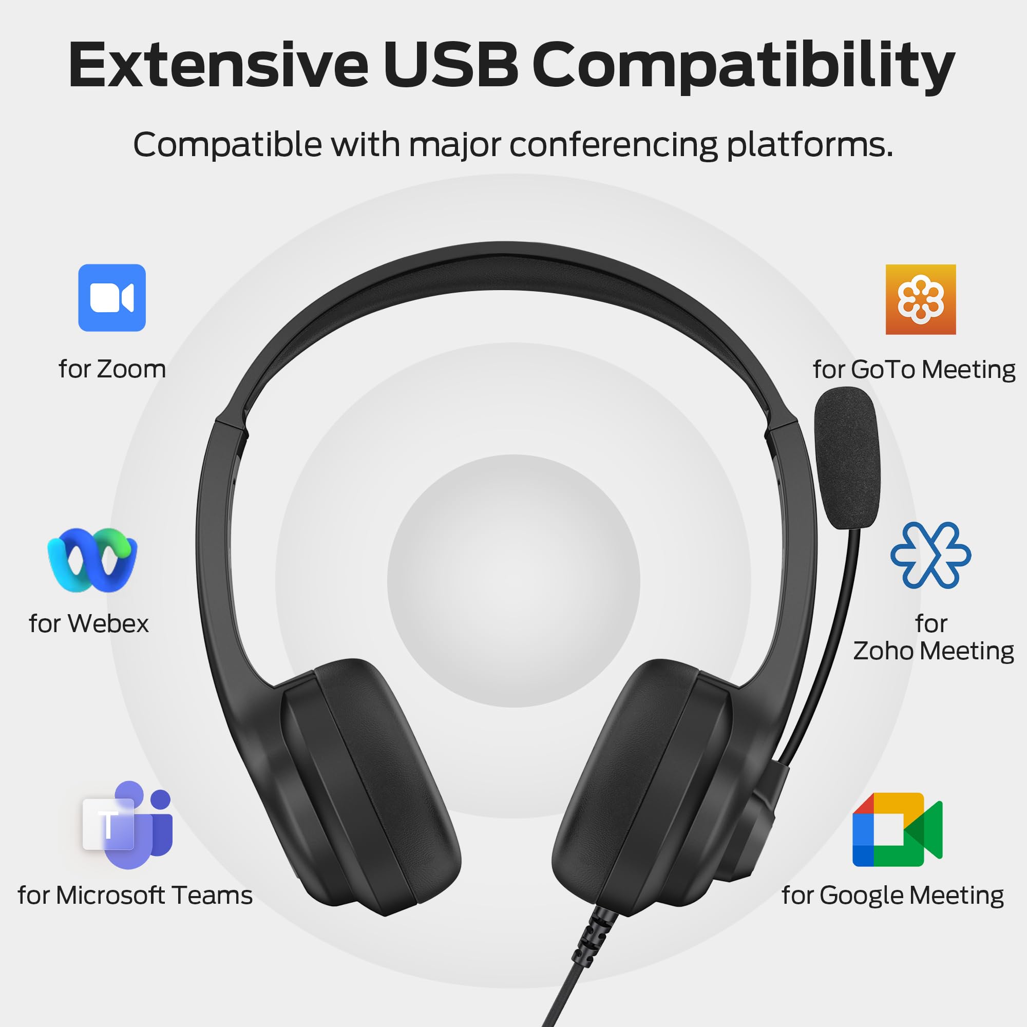 Monster Voicelink 100 - Auriculares con cable para PC/portátil, auriculares con cable con micrófono con cancelación de ruido, conexión USB Plug and Play, control de llamadas, uso de auriculares de