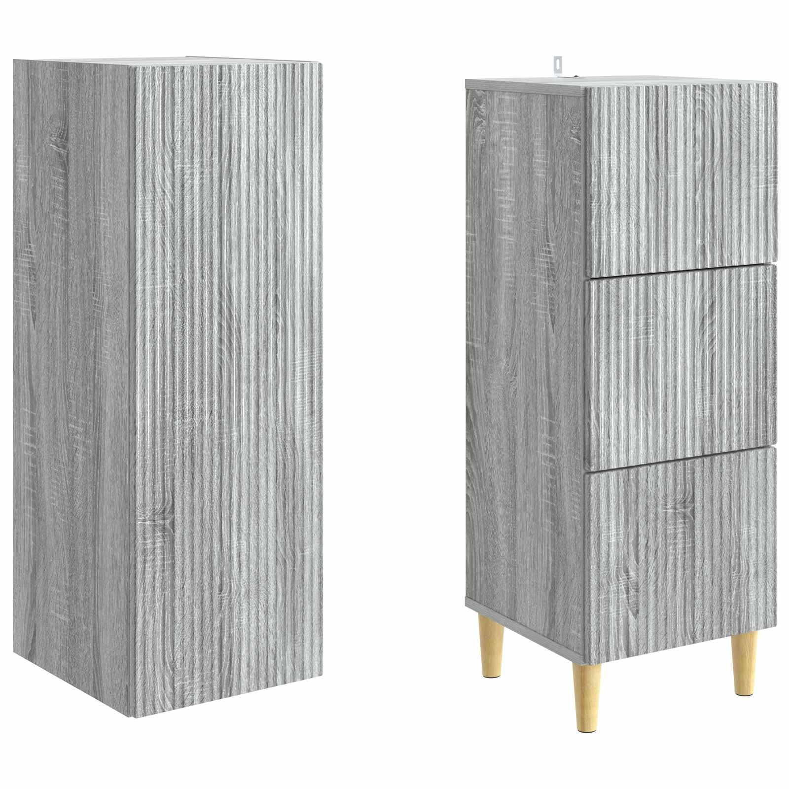 2-częściowy zestaw szaf Sonoma szary materiał drewnopochodny 33 x 34,5 x 90 cm, zajmuje mało miejsca do przechowywania, wszechstronne połączenie do salonu, jadalni, sypialni, na balkon i taras