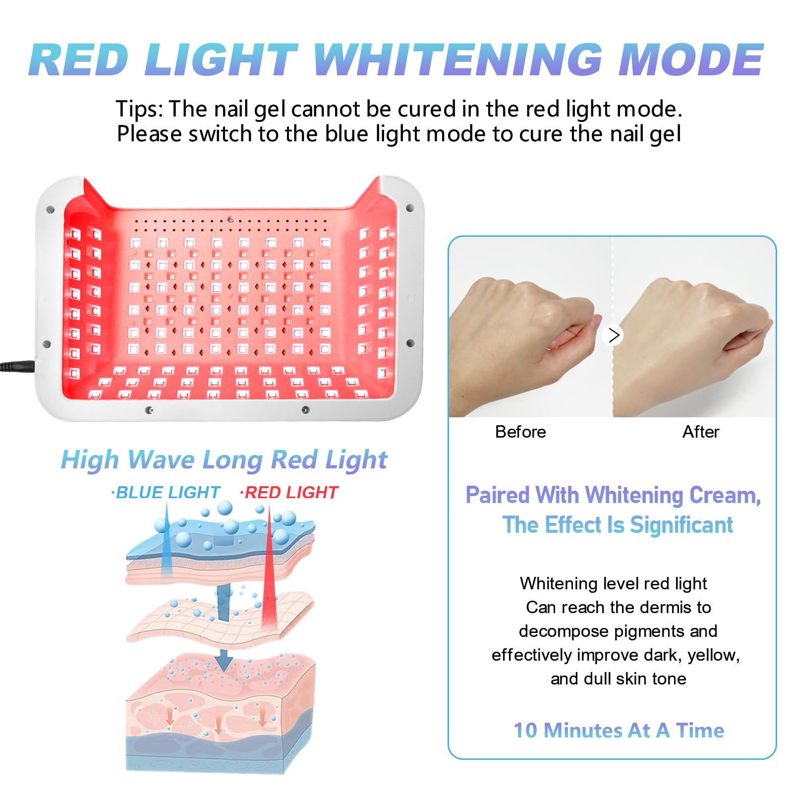 Lampada UV LED per unghie da 480 W con display LCD, asciuga unghie professionale, asciugatura gel UV con 140 perline (108 UV + 32 rossi), 4 modalità timer e touch screen, vassoio rimovibile, per gel